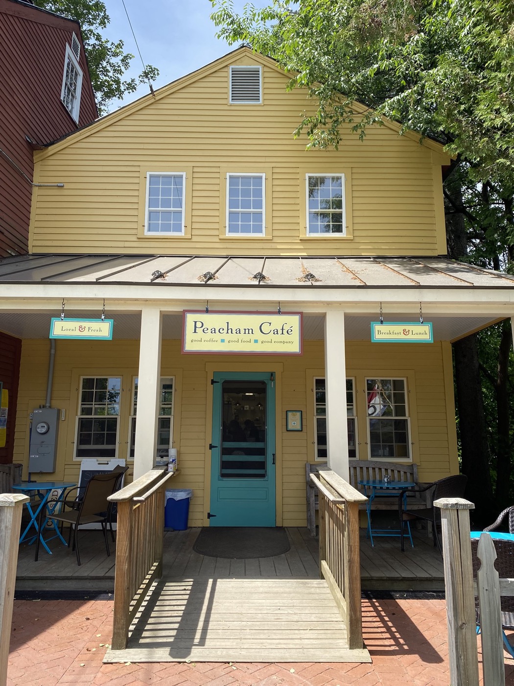 Peacham Café storefront on a summer day